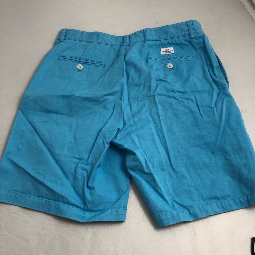 Vineyard Vines turquoise flat front cotton Club shorts - Picture 2 of 7